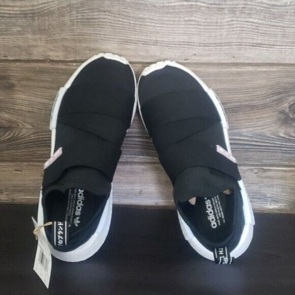 New Adidas NMD R1 Laceless Velcro Black Running Sneakers - Picture 7 of 9